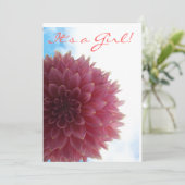 Pink Dahlia Baby shower Uitnodiging (Staand voorkant)