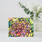 Pink Dahlia Briefkaart (Staand voorkant)