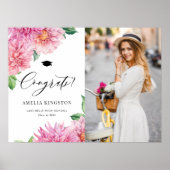 Pink Dahlia Congratulations Graduation Photo Poster (Voorkant)