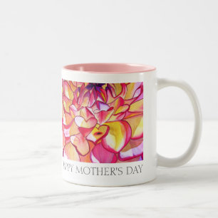 Pink Dahlia floral art Happy Mother's Day mug
