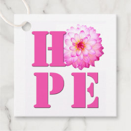 "Pink Dahlia Flower Photo HOPE Gift Label" Bedankjes Labels
