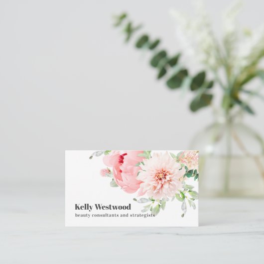 Pink Dahlia Flowers Beauty consultant strateeg Visitekaartje (Staand voorkant)