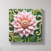 Pink Dahlia on Green Canvas Afdruk (Voorkant)