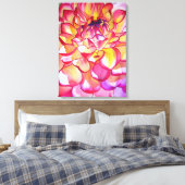 Pink Dahlia waterverf abstract fijnkunstcanvas Canvas Afdruk (Insitu (Slaapkamer))