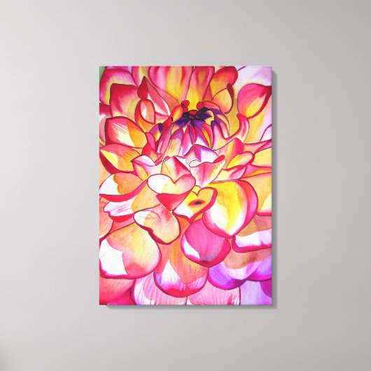 Pink Dahlia waterverf abstract fijnkunstcanvas Canvas Afdruk (Voorkant)