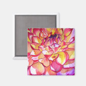 Pink Dahlia waterverf fine art magnet Magneet (Voorkant / Achterkant)