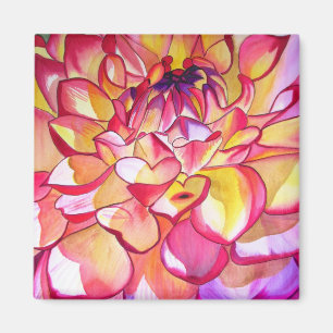 Pink Dahlia waterverf fine art magnet Magneet