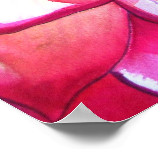 Pink Dahlia waterverf fine art poster (Hoek)