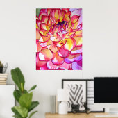 Pink Dahlia waterverf fine art poster (Thuiskantoor)