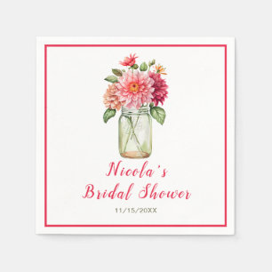 Pink Dahlias Mason Jar Vrijgezellenfeest Servet