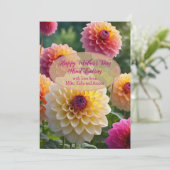 Pink Dahlias Simple Grey Carte de jour pour les mè (Debout devant)