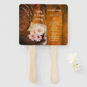 Pink Daisies Cowboy Boots Western Wedding Program Handwaaier