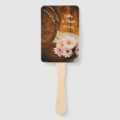 Pink Daisies Cowboy Boots Western Wedding Program Handwaaier (Voorkant)