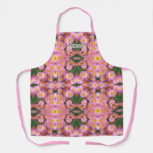 Pink Daisies en Bumble Bee gepersonaliseerd Schort (Voorkant)