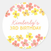 Pink Daisies Pop Chic Girl Birthday Party Favor Ronde Sticker (Voorkant)