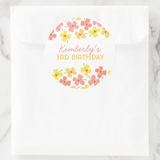 Pink Daisies Pop Chic Girl Birthday Party Favor Ronde Sticker (Tas)
