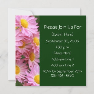 Pink Daisies Square Floral Invitation Kaart