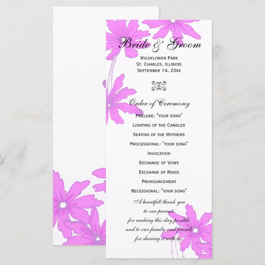 Pink Daisies Wedding Programme (Devant / Derrière)
