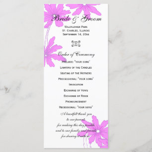 Pink Daisies Wedding Programme