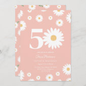 Pink Daisy 50th Birthday Invitation (Devant / Derrière)