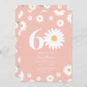 Pink Daisy 60th Birthday Invitation (Devant / Derrière)