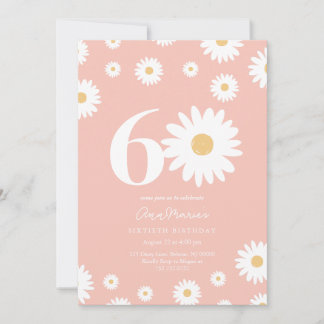 Pink Daisy 60th Birthday Invitation
