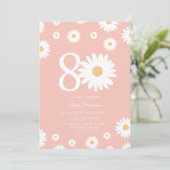 Pink Daisy 80th Birthday Invitation (Debout devant)
