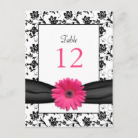 Pink Daisy Black White Floral Mariage Carte de tab