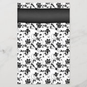 Pink Daisy Black White Floral Mariage Carte Menu (Dos)