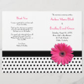 Pink Daisy Black White Polka Dot Wedding Program (Voorkant)