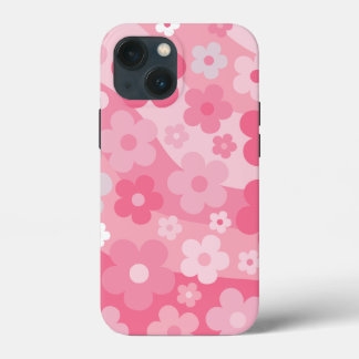 Pink Daisy Boho Floral iPhone 13 Mini Hoesje