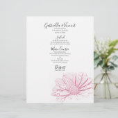 Pink Daisy Effect Floral Wedding Menu (Staand voorkant)