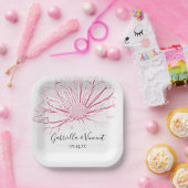 Pink Daisy Effect Floral Wedding Papieren Bordje (Feest)