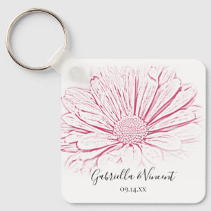 Pink Daisy Effect Floral Wedding Sleutelhanger