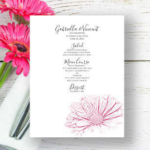Pink Daisy Effet Floral Mariage Menu
