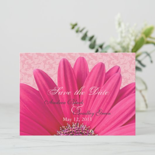 Pink Daisy Enregistrer la date Annonce Invitation (Debout devant)