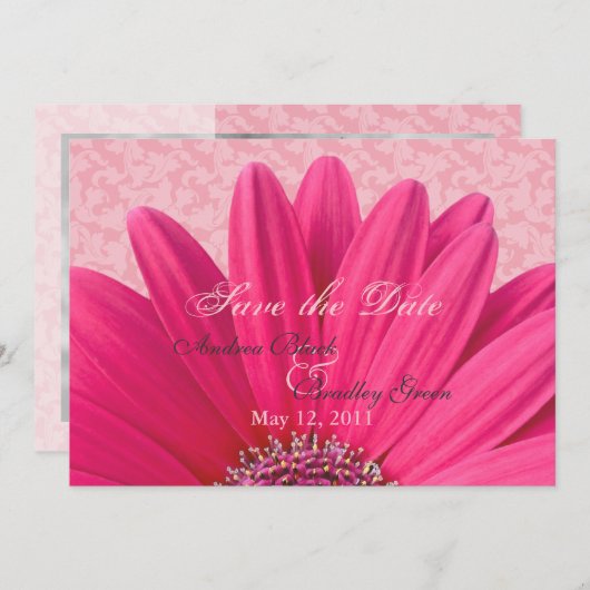 Pink Daisy Enregistrer la date Annonce Invitation (Devant / Derrière)