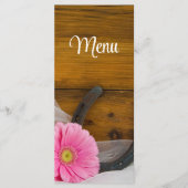 Pink Daisy et Horseshoe Western Mariage Menu (Devant)