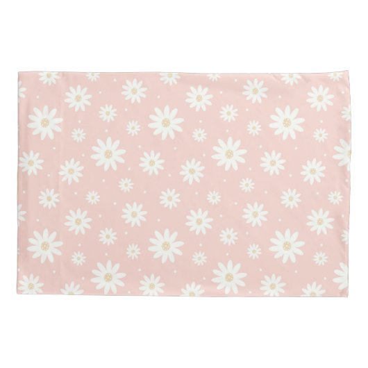 Pink Daisy Floral Kussensloop (Achterkant)