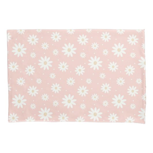 Pink Daisy Floral Kussensloop (Voorkant)