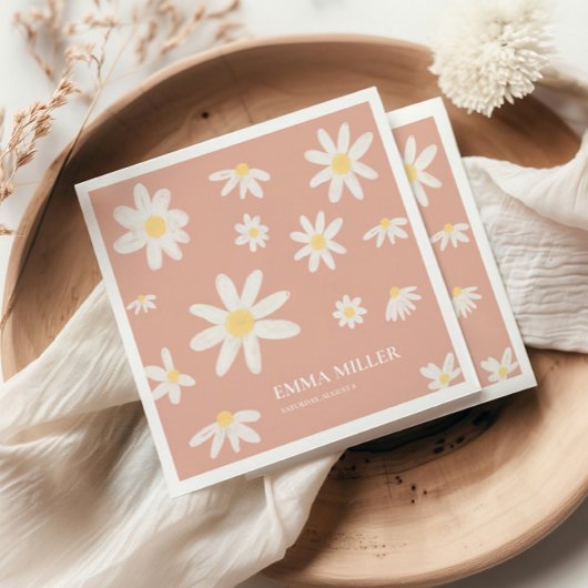 Pink Daisy Flower Napkins Servet