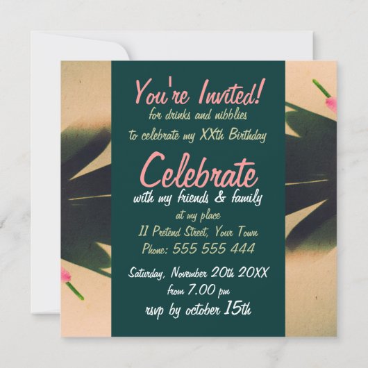 Pink Daisy Flower v2 Invitations d'anniversaire (Dos)