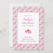 Pink Daisy for Baby Girl | Baby Shower Invitation
