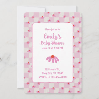 Pink Daisy for Baby Girl | Baby Shower Invitation Kaart