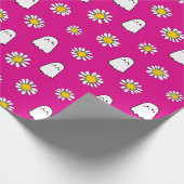 Pink Daisy Ghost Halloween Cadeaupapier (Hoek)