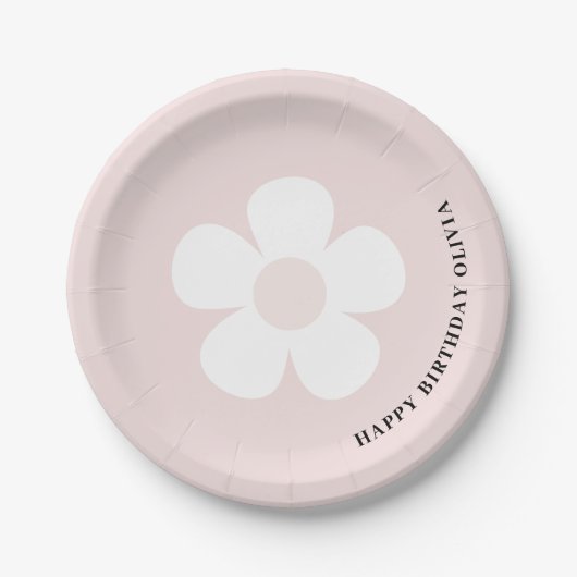 Pink Daisy Happy Birthday Papieren Bordje (Voorkant)