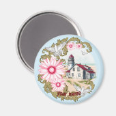 Pink Daisy Lighthouse aimant (Recto/Verso)
