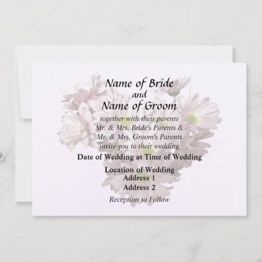 Pink Daisy Mums Heart Kaart (Voorkant)