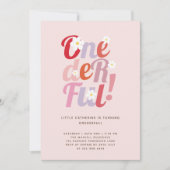 Pink Daisy ONE derful 1st Birthday Invitation (Devant)