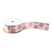 Pink Daisy Pattern Ribbon - Cute Floral Satin  Lint (Spoel)